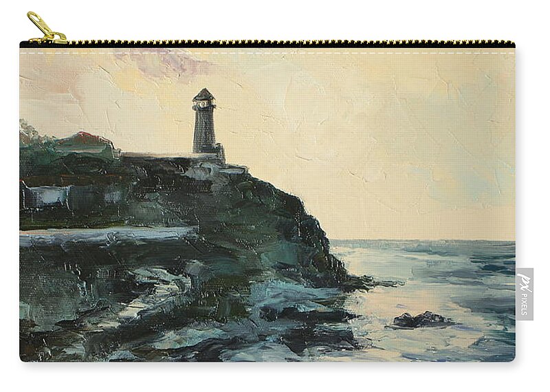 Lighthouse Zip Pouch featuring the painting Lighthouse by Luke Karcz