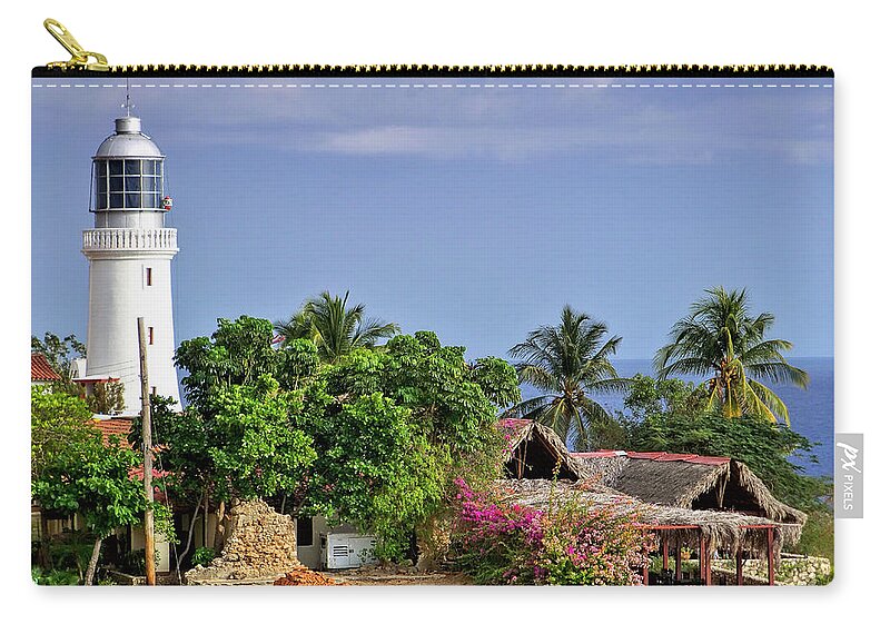 Lighthouse Zip Pouch featuring the photograph Lighthouse Santiago de Cuba by Lynn Bolt