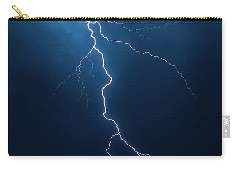Lightning Carry-all Pouch featuring the photograph Lightning with cloudscape by Johan Swanepoel