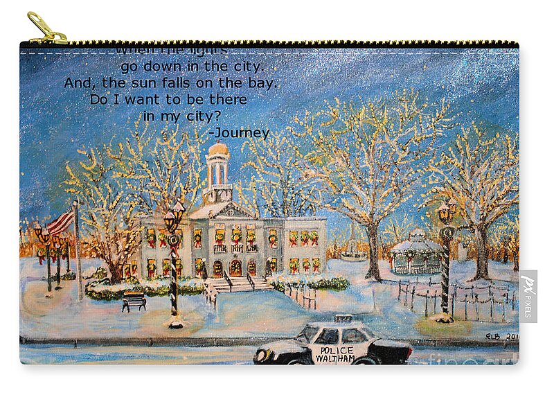Waltham Zip Pouch featuring the painting Lights Go Down by Rita Brown
