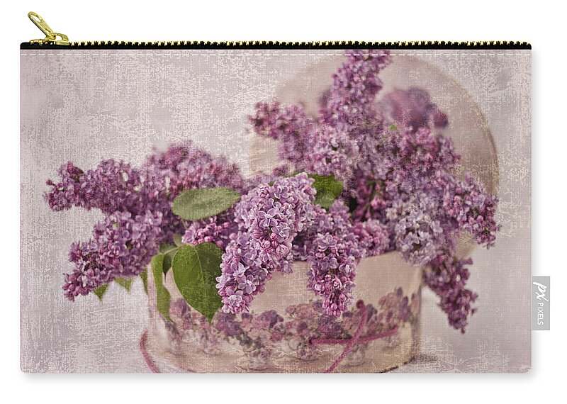 Lilac Zip Pouch featuring the photograph Lilacs In The Box by Sandra Foster