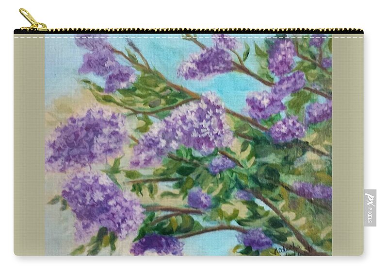 Lilac Zip Pouch featuring the painting Lilacs by Natascha De la Court