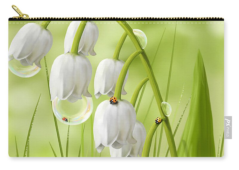 Nature Zip Pouch featuring the painting Lily of the valley by Veronica Minozzi