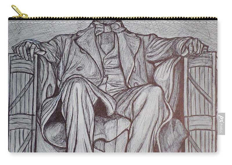 Abraham Lincoln Zip Pouch featuring the drawing Lincoln Memorial by Christy Saunders Church