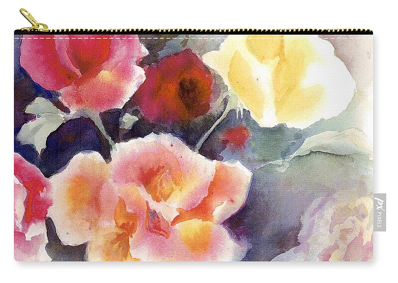 Roses Carry-all Pouch featuring the painting Roses in the Garden by Maria Hunt