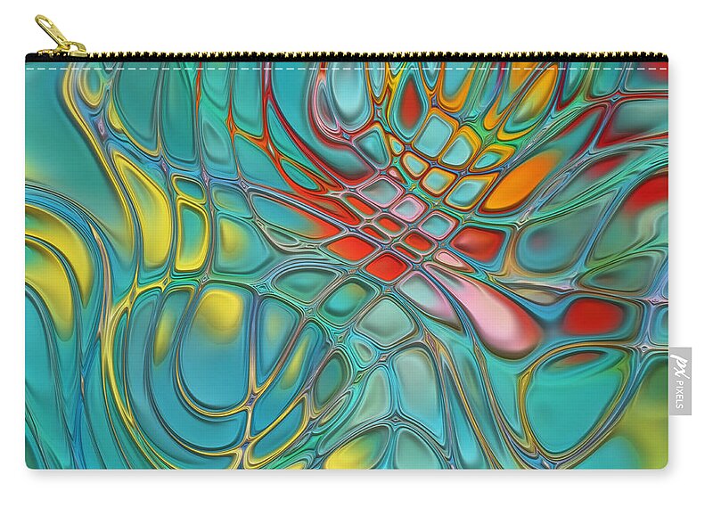 Multicolors Zip Pouch featuring the digital art Lines and Circles -p07c08 by Variance Collections