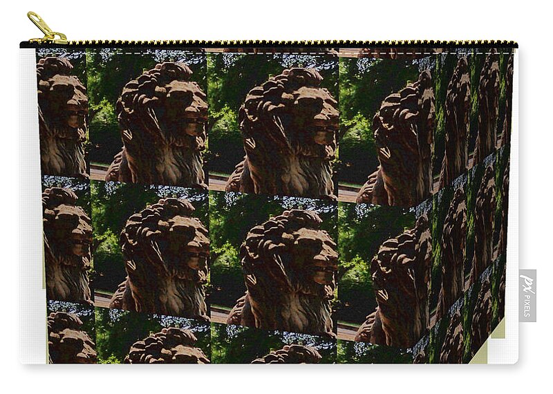 Art Zip Pouch featuring the digital art Lion in the Park by Karen Francis