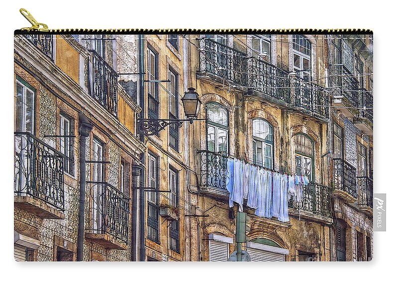 Lissabon Zip Pouch featuring the photograph Lisbon Street Face by Hanny Heim