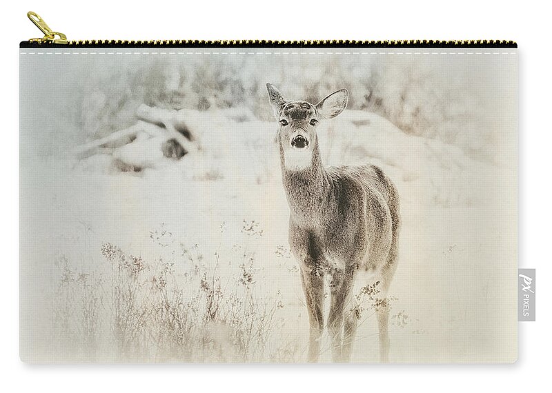 Deer Zip Pouch featuring the photograph Listen by Sue Capuano