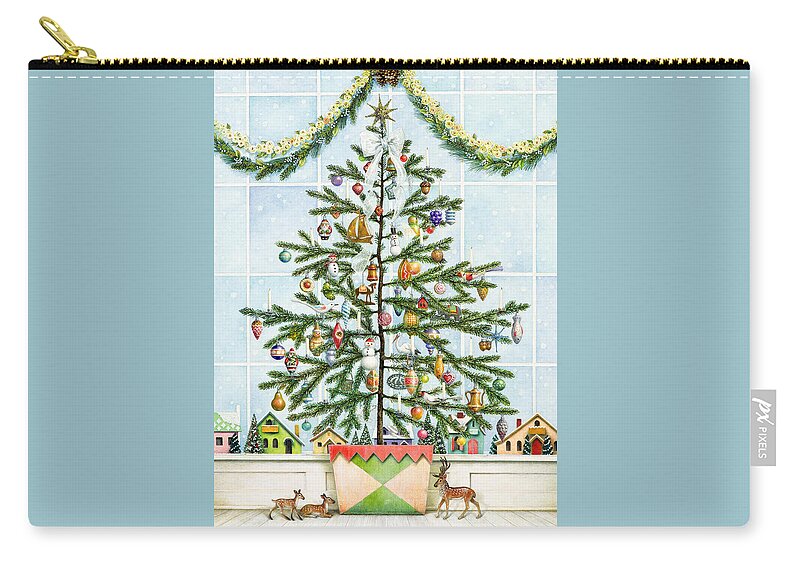Christmas Tree Zip Pouch featuring the painting Little Christmas Tree by Lynn Bywaters