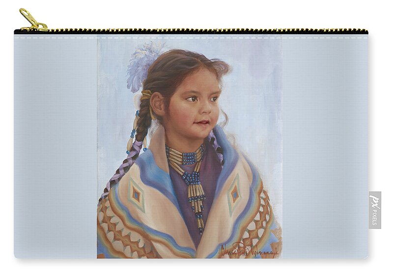 Native American Zip Pouch featuring the painting Little corn flower by Christine Lytwynczuk
