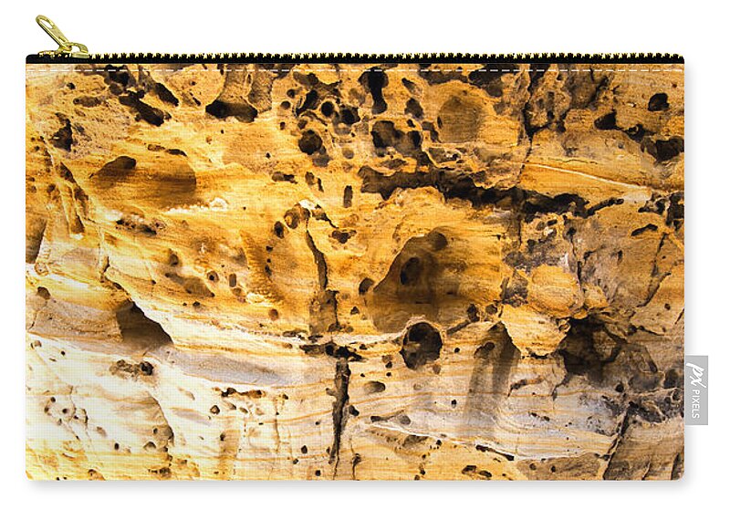 Peach Zip Pouch featuring the photograph Little Peach Tree Rock Strata by Charles Hite
