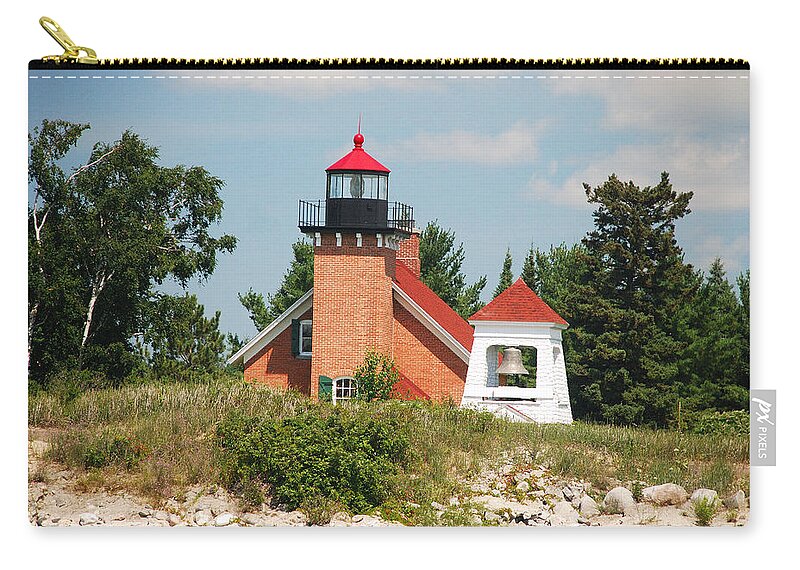 Little Traverse Lighthouse; Little Traverse Bay; Harbor Springs; Summer; Water; Lighthouse; Maritime Zip Pouch featuring the photograph LITTLE TRAVERSE LIGHTHOUSE No.2 by Janice Adomeit