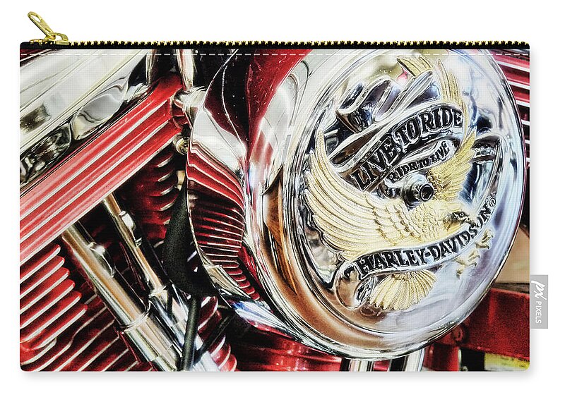 Harley Davidson Zip Pouch featuring the photograph Live to Ride by Saija Lehtonen
