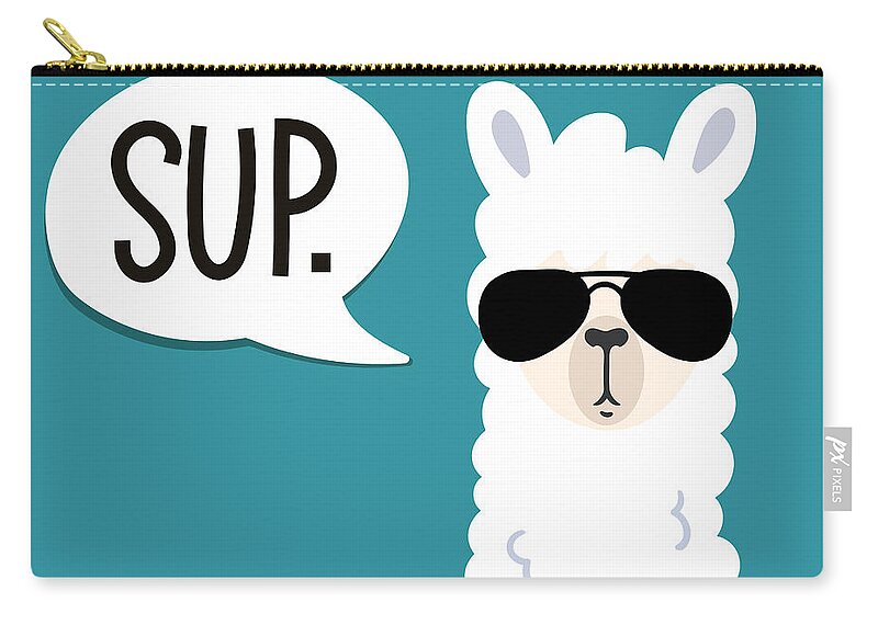 Art Zip Pouch featuring the digital art Llama Poster With Inscription Sup by Larysa Amosova