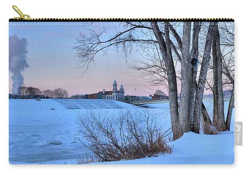 Lock Haven Zip Pouch featuring the photograph Lock Haven Sunset Through The Trees by Adam Jewell