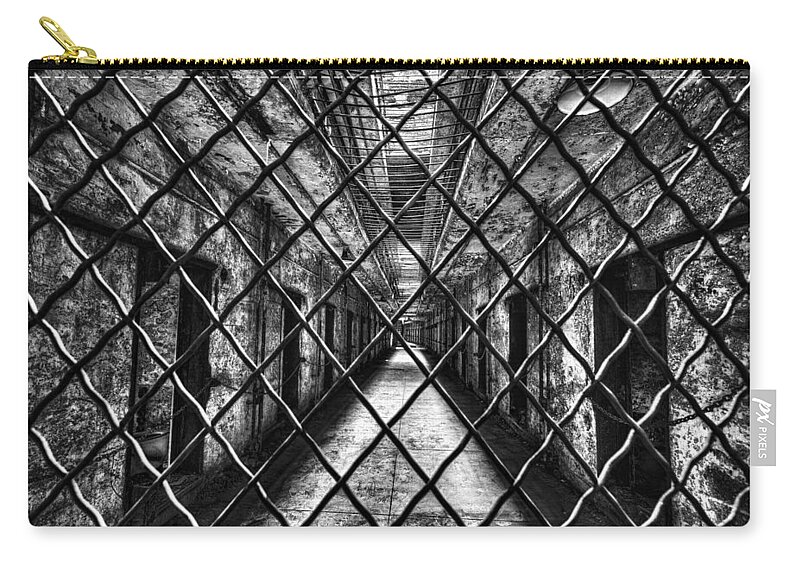 Prison Zip Pouch featuring the photograph Locked Down by Rob Dietrich