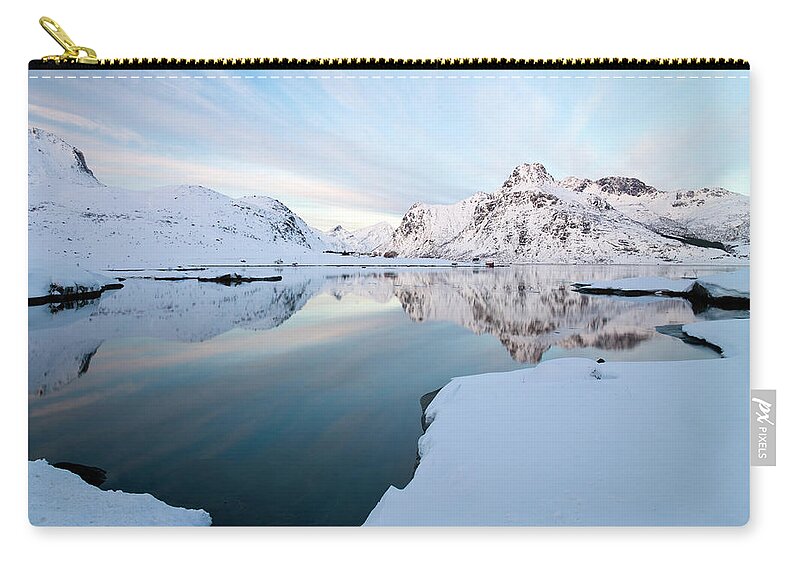 Scenics Zip Pouch featuring the photograph Lofoten Island Wilderness by Antonyspencer