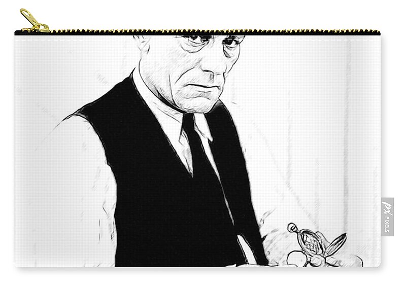 Celebrity Zip Pouch featuring the drawing Lon Chaney Sr 002 by Dean Wittle