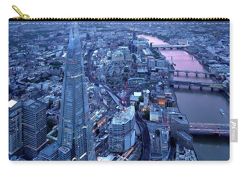 Outdoors Zip Pouch featuring the photograph London Aerial At Night by Michael Dunning