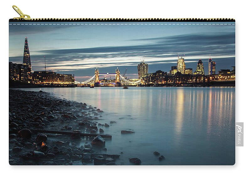 Tranquility Zip Pouch featuring the photograph London Skyline At Night by Ray Wise