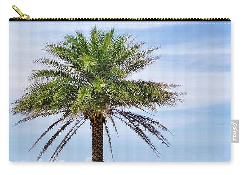 Palm Zip Pouch featuring the photograph Lone Palm at the Beach by Jean Goodwin Brooks