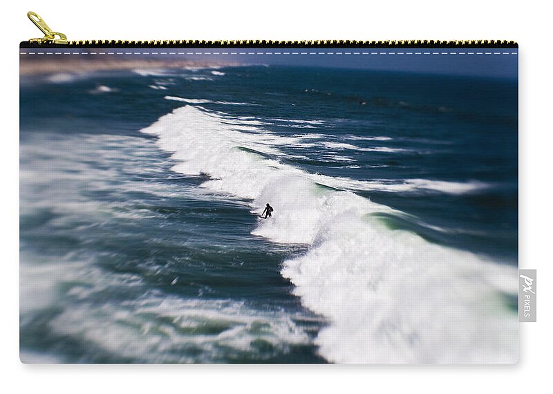 Surfer Zip Pouch featuring the photograph Lone Surfer by Scott Pellegrin