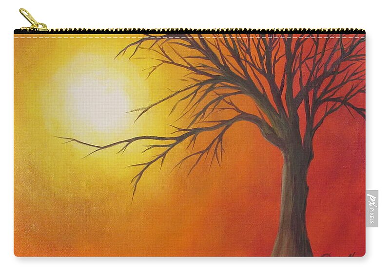 Tree Zip Pouch featuring the painting Lone Tree by Denise Hoag