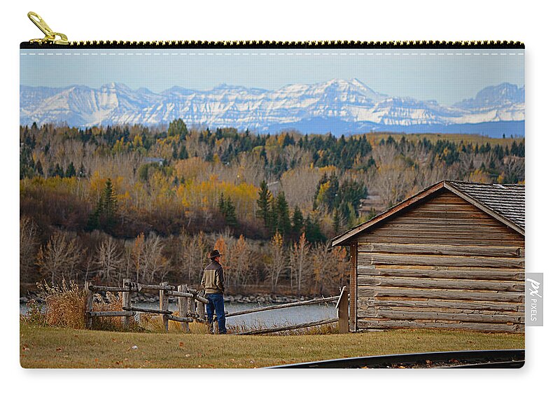 Cow Boy Zip Pouch featuring the photograph Miner's Cabin by Maria Angelica Maira