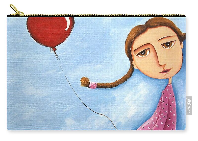 Lucia Stewart Zip Pouch featuring the painting Lonely girl by Lucia Stewart