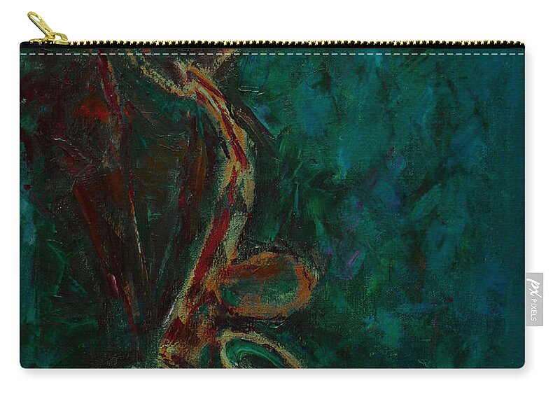 African American Zip Pouch featuring the painting Lonely Jazz by Xueling Zou