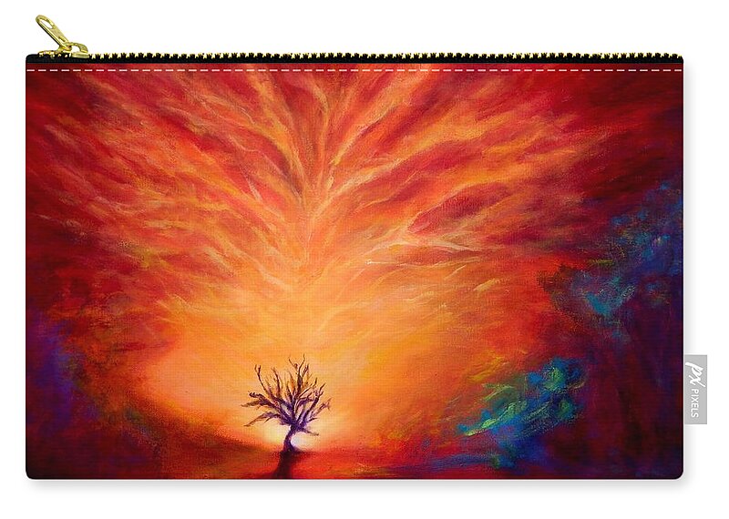Lonely Zip Pouch featuring the painting Lonely Tree and Crazy sky by Lilia D