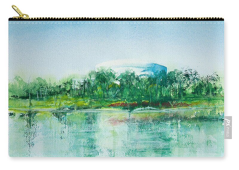Watercolor Zip Pouch featuring the painting Long Beach Convention Center Arena by Debbie Lewis