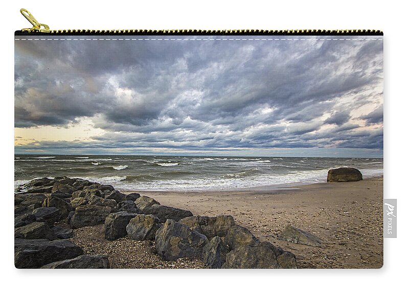 Whitecaps Zip Pouch featuring the photograph Long Island Sound Whitecaps by Robert Seifert