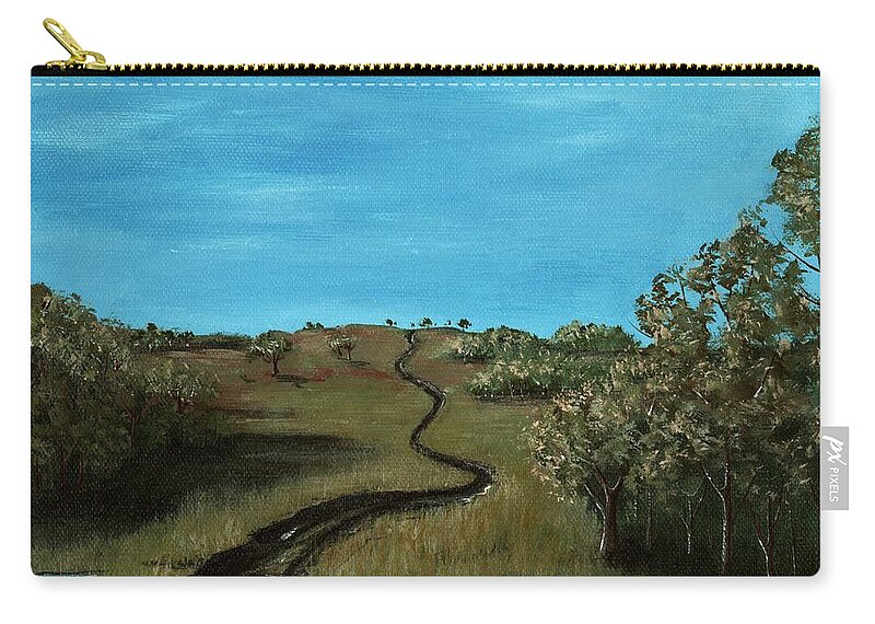Malakhova Zip Pouch featuring the painting Long Trail by Anastasiya Malakhova