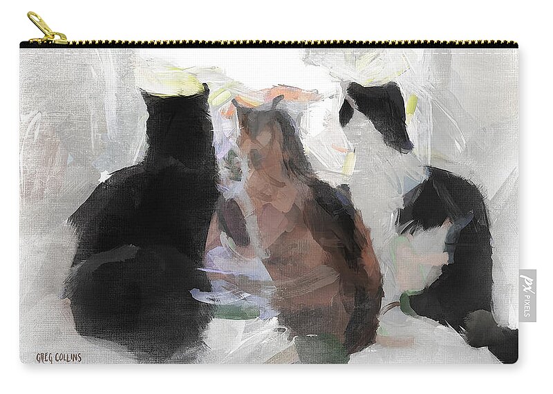 Cats Zip Pouch featuring the painting Longing by Greg Collins
