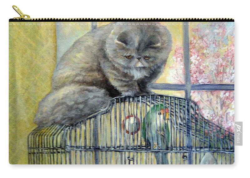 Nature Zip Pouch featuring the painting Lookin for Grub in All the Wrong Places by Donna Tucker