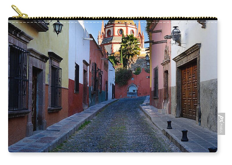 Travel Zip Pouch featuring the photograph Looking Down Aldama Street, Mexico by John Shaw
