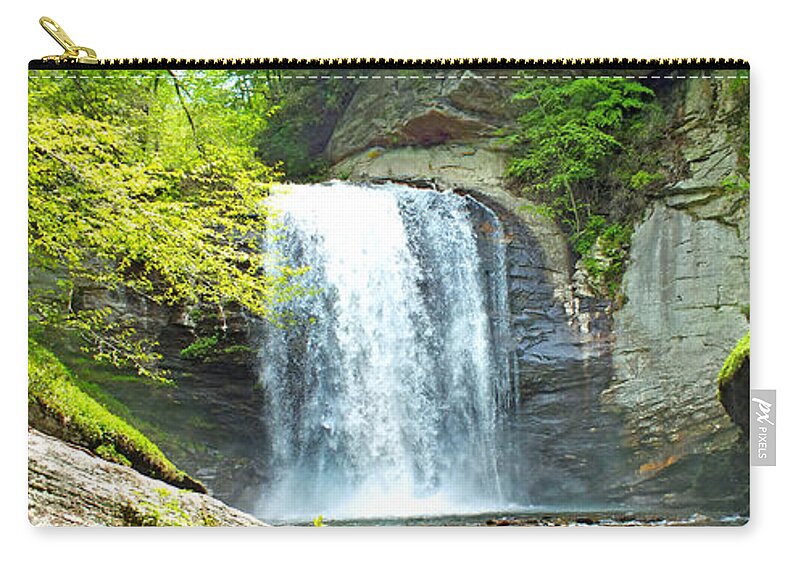 Duane Mccullough Zip Pouch featuring the photograph Looking Glass Waterfall in the Spring Vertical View by Duane McCullough