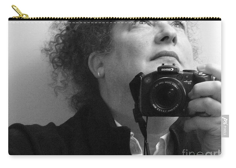 Self-portrait Carry-all Pouch featuring the photograph Looking Up - b/w by Rory Siegel