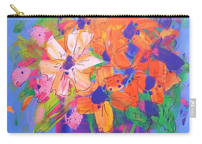 Abstract Zip Pouch featuring the painting Loosey Goosey Flowers by Terri Einer