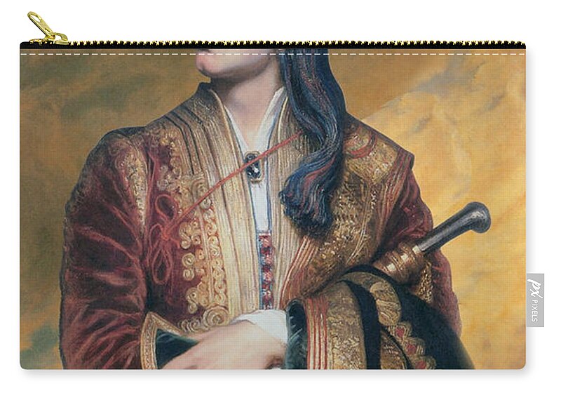 Thomas Phillips Zip Pouch featuring the painting Lord Byron in Albanian Dress by Thomas Phillips