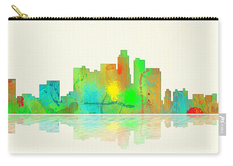 Watercolor Zip Pouch featuring the digital art Los Angeles California Skyline #1 by Marlene Watson