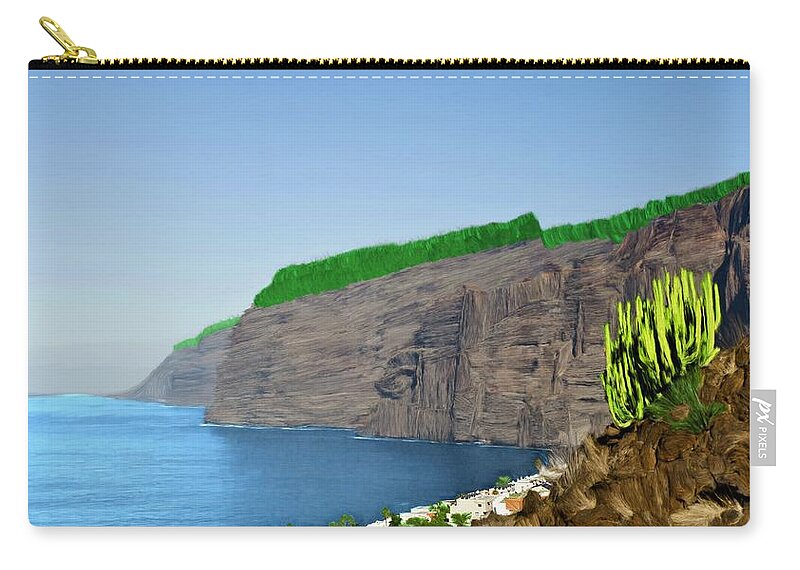 Spain Zip Pouch featuring the painting Los Gigantes Tenerife Spain by Bruce Nutting