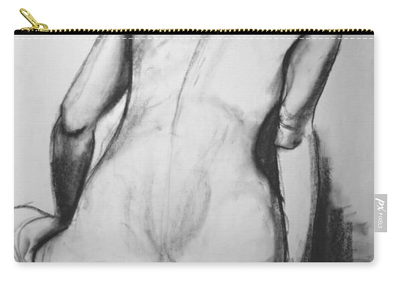 Woman Zip Pouch featuring the drawing Lost In Thought by Rory Siegel