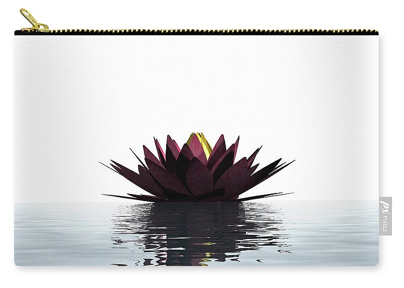 White Background Zip Pouch featuring the photograph Lotus Flower Floating On The Water by Artpartner-images