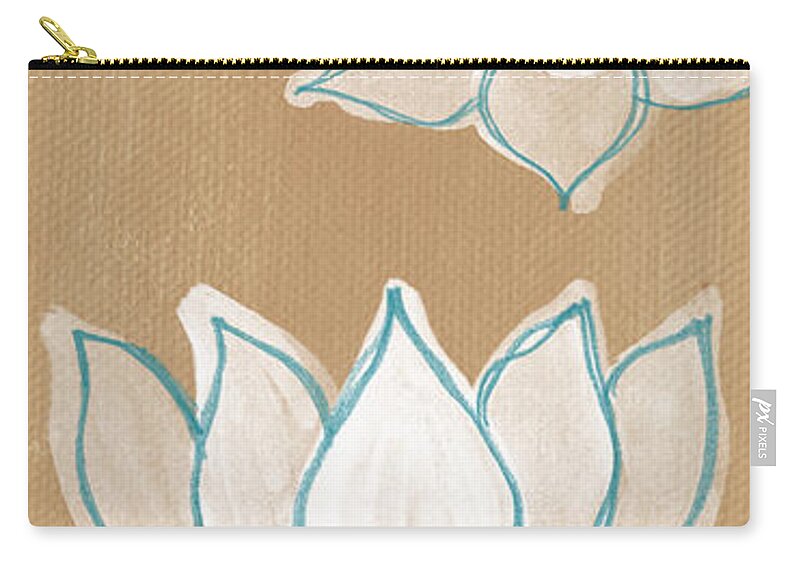Serenity Zip Pouch featuring the painting Lotus Serenity by Linda Woods