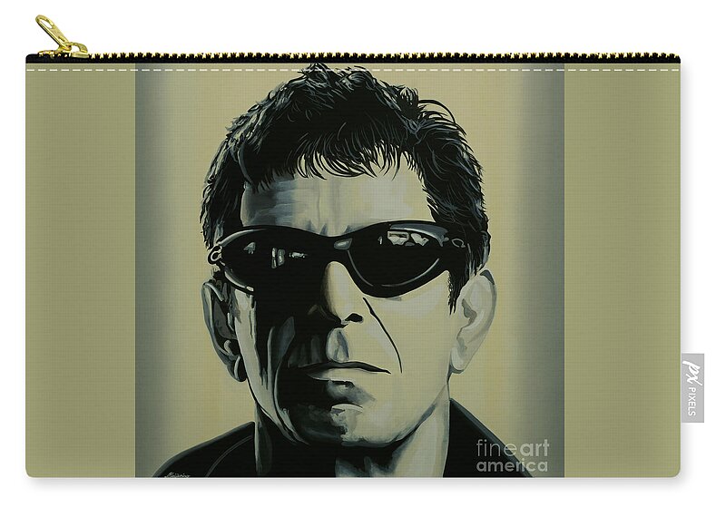 Lou Reed Zip Pouch featuring the painting Lou Reed Painting by Paul Meijering
