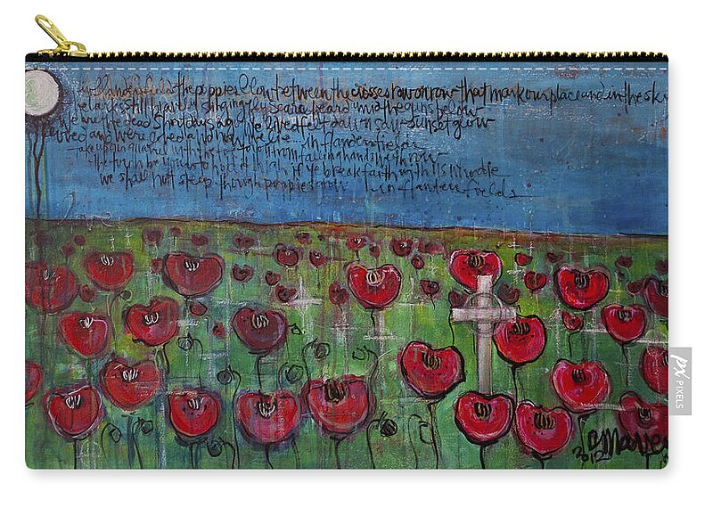 Poppies Zip Pouch featuring the painting Love for Flanders Fields Poppies by Laurie Maves ART