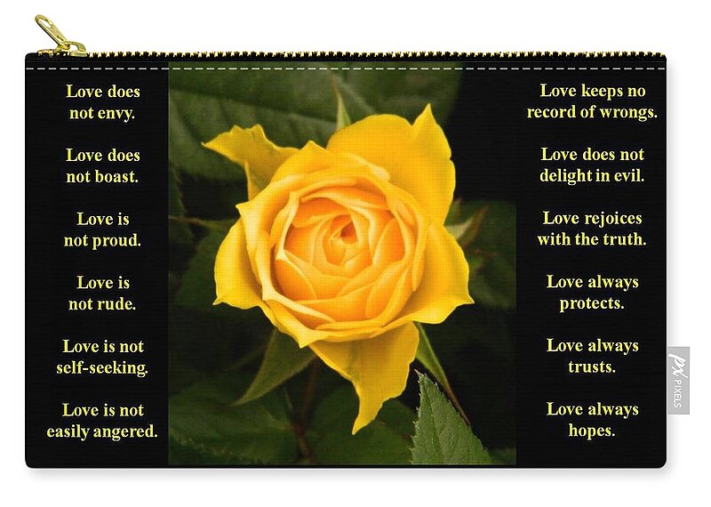 Verse Zip Pouch featuring the photograph Love is Patient 2 by Gallery Of Hope 